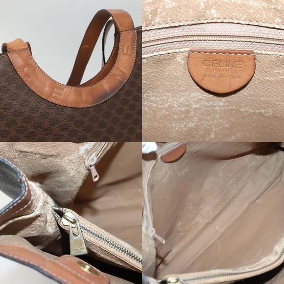 CELINE Macadam Canvas Tote Bag Pvc Leather Brown Gold - Picture 11 of 13